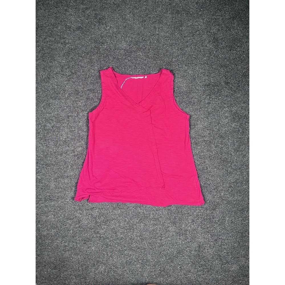 Soft Surroundings Tank Top Large Pink Asymmetrical V Neck Flirty Beachy Cotton